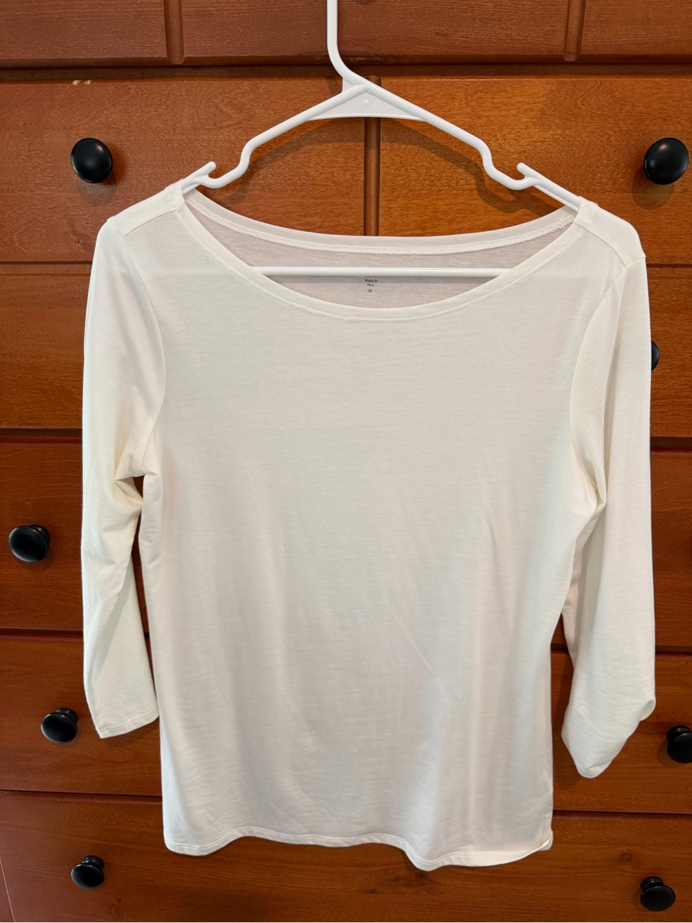 Women’s Garnet Hill boat Neck 3/4 Sleeve Top - Cream